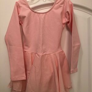 Girls ballet pink bodysuit with attached skirt
